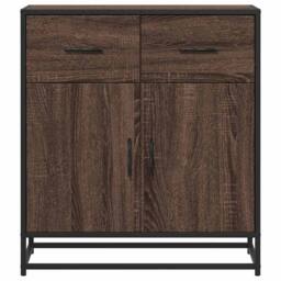 Berkfield Home Sideboard Brown Oak 68x35x76 cm Engineered Wood & Metal - Size: 68 x 35 x 76 cm - thumbnail 4