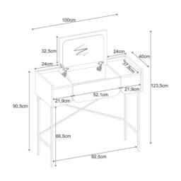 Decortie Terra' Modern Dressing Table with Lift-Up Mirror & Two Drawers in Dark Brown - Size: 1 Pack - thumbnail 6