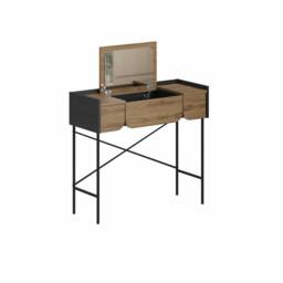 Decortie Terra' Modern Dressing Table with Lift-Up Mirror & Two Drawers in Dark Brown - Size: 1 Pack - thumbnail 2