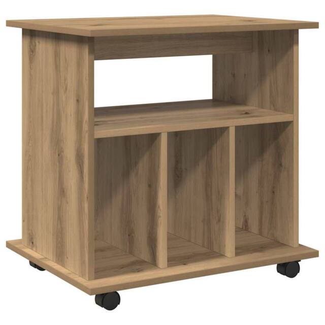 Berkfield Home Rolling Cabinet Artisan Oak 60x45x60 cm Engineered Wood in Brown - Size: 60 x 45 x 60 cm - image 1