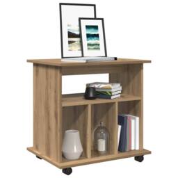 Berkfield Home Rolling Cabinet Artisan Oak 60x45x60 cm Engineered Wood in Brown - Size: 60 x 45 x 60 cm - thumbnail 2