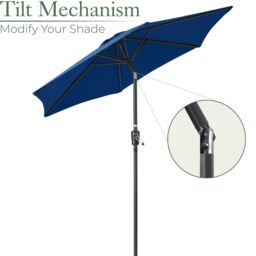 Christow Garden Parasol Umbrella Aluminium Patio Sun Shade UV With Crank 2.4m in Navy - thumbnail 4