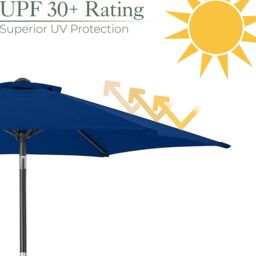 Christow Garden Parasol Umbrella Aluminium Patio Sun Shade UV With Crank 2.4m in Navy - thumbnail 5