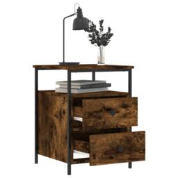 Berkfield Home Bedside Cabinet Smoked Oak 44x45x60 cm Engineered Wood in Brown - Size: 44 x 45 x 60 cm - thumbnail 4