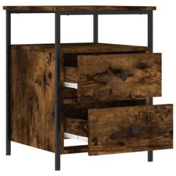 Berkfield Home Bedside Cabinet Smoked Oak 44x45x60 cm Engineered Wood in Brown - Size: 44 x 45 x 60 cm - thumbnail 6