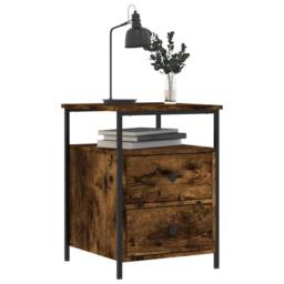 Berkfield Home Bedside Cabinet Smoked Oak 44x45x60 cm Engineered Wood in Brown - Size: 44 x 45 x 60 cm - thumbnail 3