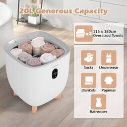 Costway 20 L Towel Warmer Towel Warmer Bucket w/ Drying Mode (2-5 H) in White - thumbnail 5
