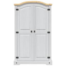 Berkfield Home Wardrobe Mexican Pine Corona Range 2 Doors White - thumbnail 3
