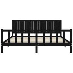Berkfield Home Bed Frame with Headboard Black 200x200 cm Solid Wood - thumbnail 6