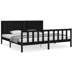 Berkfield Home Bed Frame with Headboard Black 200x200 cm Solid Wood