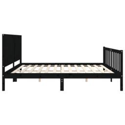 Berkfield Home Bed Frame with Headboard Black 200x200 cm Solid Wood - thumbnail 7
