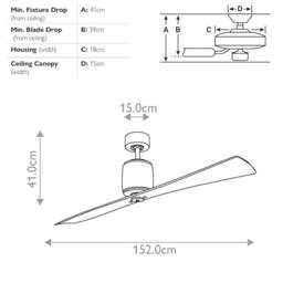 Netlighting Ferron 152cm 2 Blade Ceiling Fan Oil Brushed Bronze Remote Control in Brown - thumbnail 2