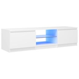 Berkfield Home TV Cabinet with LED Lights White 140x40x35.5 cm - thumbnail 2