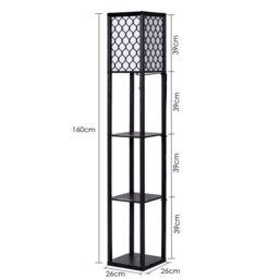 Costway Floor Lamp Freestanding Bedside Lounge Light Lamp W/3 Tier Storage Shelves E27 in Black - thumbnail 2