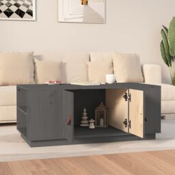 Berkfield Home Coffee Table Grey 100x50x41 cm Solid Wood Pine - Size: 100 x 50 x 41 cm - thumbnail 3