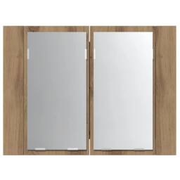 Berkfield Home LED Mirror Cabinet Artisan Oak 60x12x45 cm Engineered Wood in Brown - Size: 60 x 12 x 45 cm - thumbnail 6