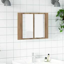 Berkfield Home LED Mirror Cabinet Artisan Oak 60x12x45 cm Engineered Wood in Brown - Size: 60 x 12 x 45 cm