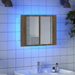 Berkfield Home LED Mirror Cabinet Artisan Oak 60x12x45 cm Engineered Wood in Brown - Size: 60 x 12 x 45 cm - thumbnail 3
