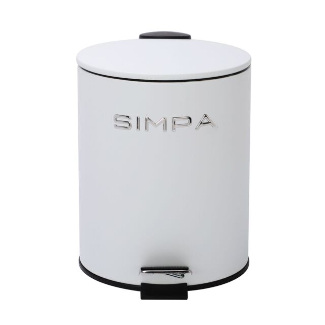 simpa 5L Slim Soft-Closing Pedal Dustbin in White - image 1