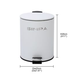 simpa 5L Slim Soft-Closing Pedal Dustbin in White - thumbnail 5