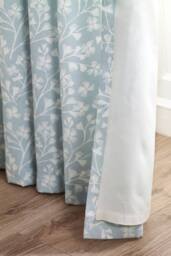 Catherine Lansfield 'Brooke Floral' Lined Pencil Pleat Curtains in Duck Egg Blue - Size: 168 cm width x 229 cm drop - thumbnail 4
