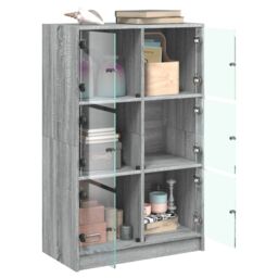 Berkfield Home Highboard with Doors Grey Sonoma 68x37x109 cm Engineered Wood - Size: 68 x 37 x 109 cm - thumbnail 4