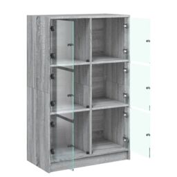 Berkfield Home Highboard with Doors Grey Sonoma 68x37x109 cm Engineered Wood - Size: 68 x 37 x 109 cm - thumbnail 6
