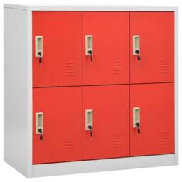 Berkfield Home Locker Cabinets 2 pcs Light Grey & Red 90x45x92.5 cm Steel - thumbnail 3