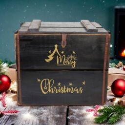 Minster Merry Christmas Box - Wood - L36 x W42 x H30 cm - Black - Size: 1 Pack - thumbnail 2