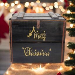 Minster Merry Christmas Box - Wood - L36 x W42 x H30 cm - Black - Size: 1 Pack - thumbnail 3