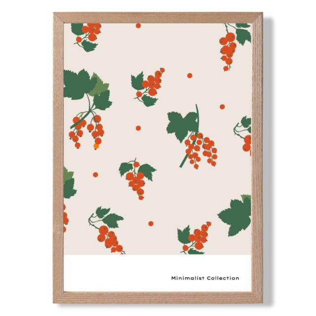 ARTZE Orange & Green Fruit Flower Market Minimalist Framed Print SIZE: A4 with Oak Frame - Size: A2 - image 1