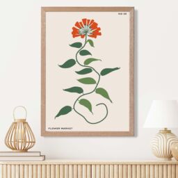 ARTZE Orange & Green Fruit Flower Market Minimalist Framed Print SIZE: A4 with Oak Frame - Size: A2 - thumbnail 2