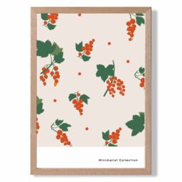 ARTZE Orange & Green Fruit Flower Market Minimalist Framed Print SIZE: A4 with Oak Frame - Size: A2