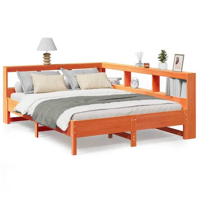 Berkfield Home Bookcase Bed without Mattress Wax Brown 140x200 cm Solid Wood Pine - image 1