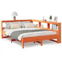 Berkfield Home Bookcase Bed without Mattress Wax Brown 140x200 cm Solid Wood Pine - thumbnail 1