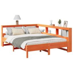 Berkfield Home Bookcase Bed without Mattress Wax Brown 140x200 cm Solid Wood Pine - thumbnail 3
