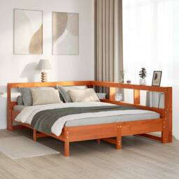 Berkfield Home Bookcase Bed without Mattress Wax Brown 140x200 cm Solid Wood Pine - thumbnail 2