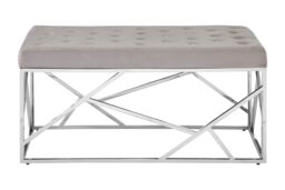 Orsina Luxe Gold & Powder Blue Velvet Bench, Stylish Garden Bench For Outdoor, Accent Dining Bench For Diningroom in Brown - thumbnail 1