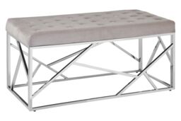 Orsina Luxe Gold & Powder Blue Velvet Bench, Stylish Garden Bench For Outdoor, Accent Dining Bench For Diningroom in Brown - thumbnail 2