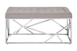 Orsina Luxe Gold & Powder Blue Velvet Bench, Stylish Garden Bench For Outdoor, Accent Dining Bench For Diningroom in Brown - thumbnail 6