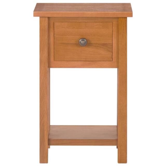 Berkfield Home Magazine Table with Drawer 35x27x55 cm Solid Oak Wood in Brown - Size: 35 x 27 x 55 cm - image 1