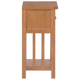 Berkfield Home Magazine Table with Drawer 35x27x55 cm Solid Oak Wood in Brown - Size: 35 x 27 x 55 cm - thumbnail 4