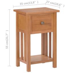 Berkfield Home Magazine Table with Drawer 35x27x55 cm Solid Oak Wood in Brown - Size: 35 x 27 x 55 cm - thumbnail 9