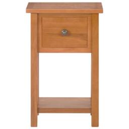 Berkfield Home Magazine Table with Drawer 35x27x55 cm Solid Oak Wood in Brown - Size: 35 x 27 x 55 cm