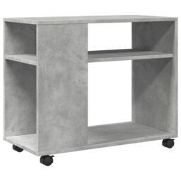 Berkfield Home Side Table with Wheels Concrete Grey 70x35x60 cm Engineered Wood - Size: 70 x 35 x 60 cm - thumbnail 2