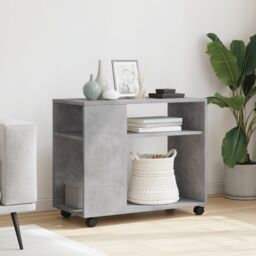 Berkfield Home Side Table with Wheels Concrete Grey 70x35x60 cm Engineered Wood - Size: 70 x 35 x 60 cm - thumbnail 3