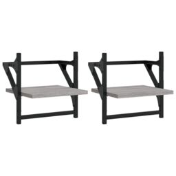 Berkfield Home Wall Shelves with Bars 2 pcs Grey Sonoma 30x25x30 cm - Size: 30 x 25 x 30 cm - thumbnail 2