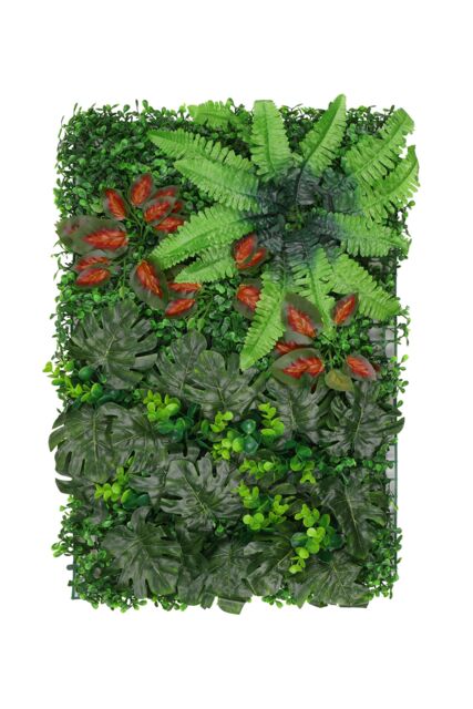 Neel Blue Artificial Hedge Panels Green Grass Wall Backdrop, Barries Flowers - image 1