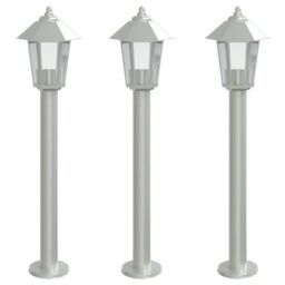 Berkfield Home Outdoor Floor Lamps 3pcs Silver 80 cm Stainless Steel - thumbnail 2