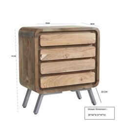 Indian Hub Aspen 4 Drawer Wide Chest - Metal/Wood - L38 x W70 x H70 cm in Brown - thumbnail 3